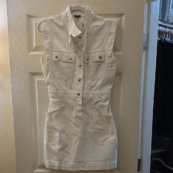 Express | Dresses | Express White Military Denim Dress | Poshmark